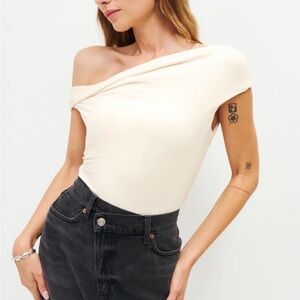 Reformation Off-Shoulder Cream Top